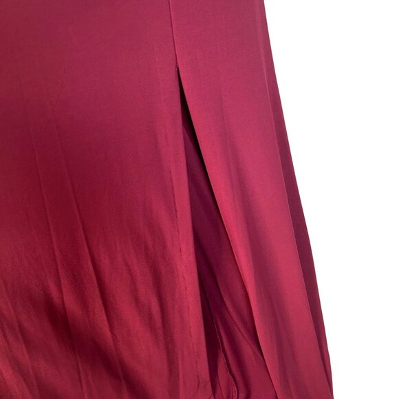 Nightway Wine Red Lace Halter Sleeveless Slit Full Length Cocktail Prom Gown 2 - Picture 6 of 8